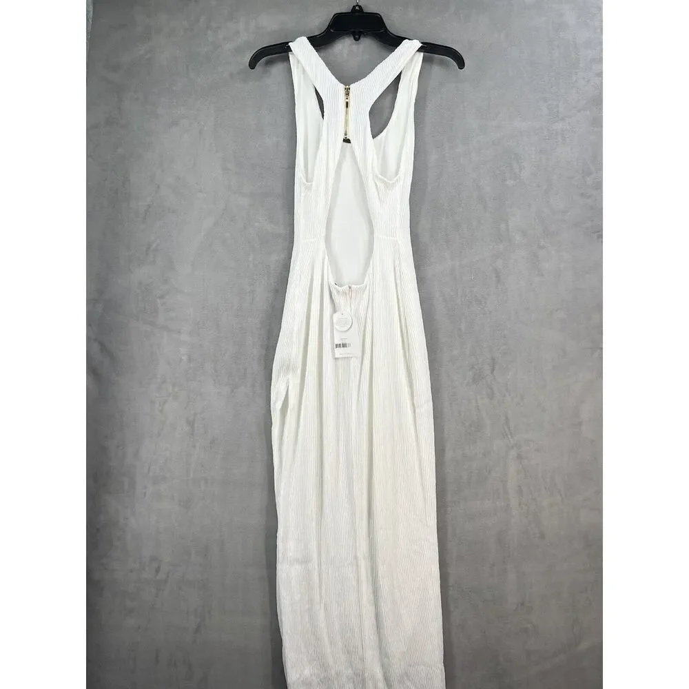 Rumer The Label Rosa Maxi Dress Size X-Small White Ribbed Stretchy Bodycon - Picture 7 of 11